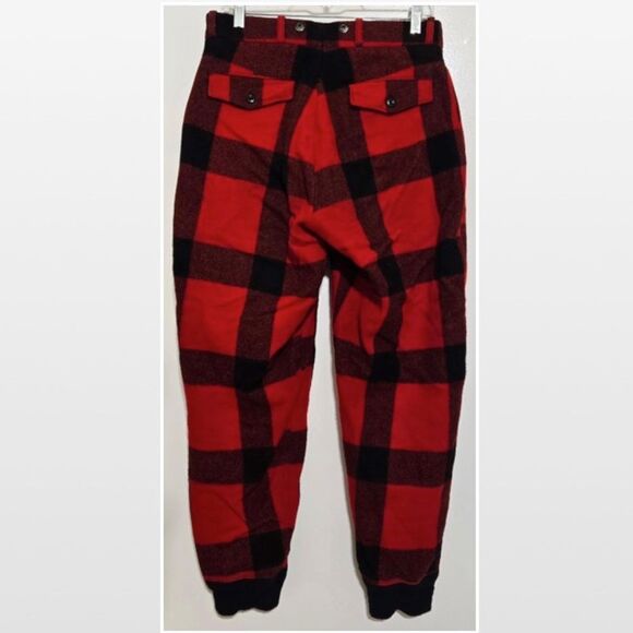 Vintage 1950s Mens Woolrich Wool Pants Outdoors Hunting Red Black Buffalo Plaid - Picture 7 of 16